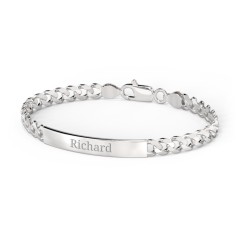 Men’s Engravable 8.5" Sterling Silver Curb Link ID Bracelet