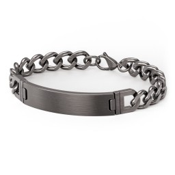 Men’s Engravable 8.75" Gunmetal Stainless Steel Curb Link ID Bracelet in Stainless Steel