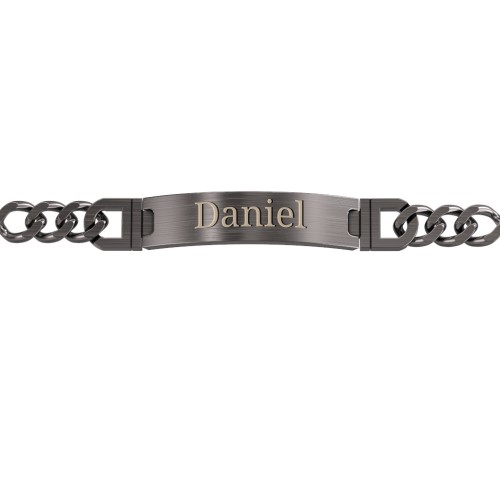 Men’s Engravable 8.75" Gunmetal Stainless Steel Curb Link ID Bracelet – Stainless Steel