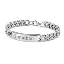 Men’s Engravable 8.5" Stainless Steel Curb Link ID Bracelet
