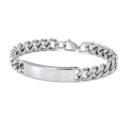 Menβs Engravable 8.5" Stainless Steel Curb Link Fraternity ID Bracelet