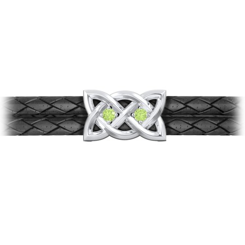 Men’s Sterling Silver Celtic Knot Bracelet With 2 Gemstones