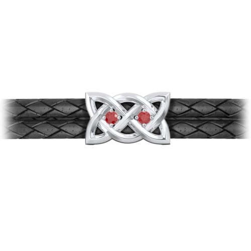 Men’s Sterling Silver Celtic Knot Bracelet With 2 Gemstones