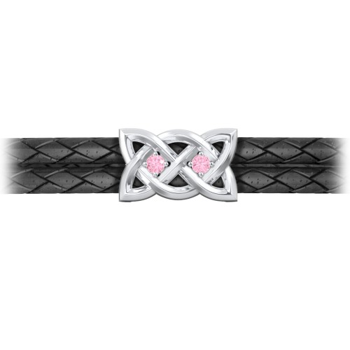 Men’s Sterling Silver Celtic Knot Bracelet With 2 Gemstones – Sterling Silver with Pink Tourmaline