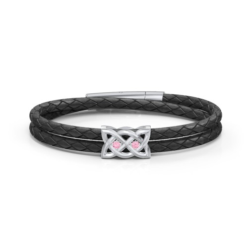 Men’s Sterling Silver Celtic Knot Bracelet With 2 Gemstones – Sterling Silver with Pink Tourmaline