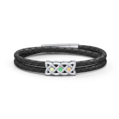 Men’s Sterling Silver Celtic Knot Bracelet With 3 Gemstones – Sterling Silver with Peridot, Emerald, and Citrine