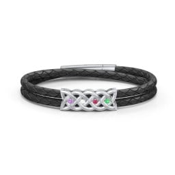 Men’s Sterling Silver Celtic Knot Bracelet With 4 Gemstones