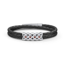 Men’s Sterling Silver Celtic Knot Bracelet With 4 Gemstones in 925 Sterling Silver with Garnet