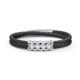 Men’s Sterling Silver Celtic Knot Bracelet With 4 Gemstones in 925 Sterling Silver with Aquamarine
