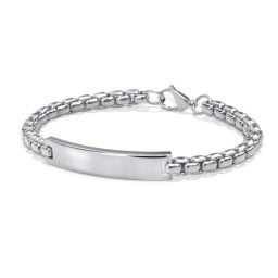 Men’s Engravable 8" Stainless Steel Rounded Chain Link ID Bracelet