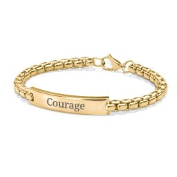 Men’s Engravable 8" Yellow Stainless Steel Rounded Chain Link ID Bracelet