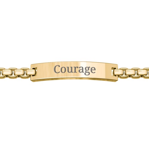 Men’s Engravable 8" Yellow Stainless Steel Rounded Chain Link ID Bracelet – Stainless Steel