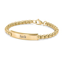 Men’s Engravable 8.5" Yellow Stainless Steel Rounded Chain Link ID Bracelet in Stainless Steel