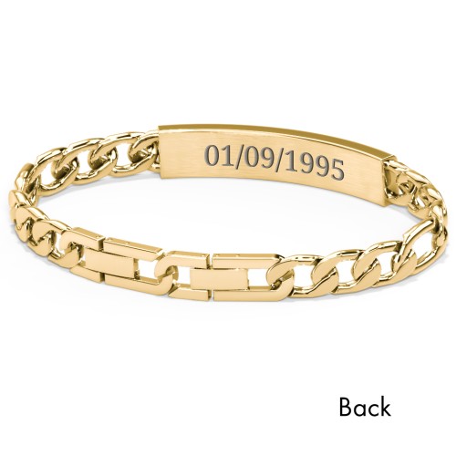 Men’s Engravable & Adjustable Yellow Stainless Steel Curb Link ID Bracelet – Stainless Steel