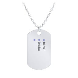 Men's Engravable Dog Tag Necklace with 3 Birthstones