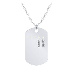 Men's Engravable Dog Tag Necklace with 4 Birthstones