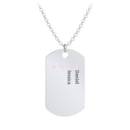 Men's Engravable Dog Tag Necklace with 4 Birthstones