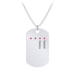 Men's Engravable Dog Tag Necklace with 4 Birthstones