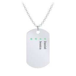 Men's Engravable Dog Tag Necklace with 4 Birthstones