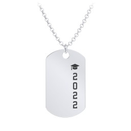 2022 Graduation Dog Tag Necklace in 925 Sterling Silver