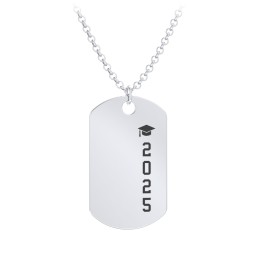 2025 Graduation Dog Tag Necklace in 925 Sterling Silver