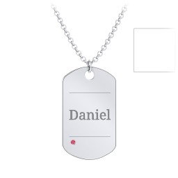 Men's Engravable Dog Tag Necklace With Accent