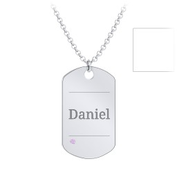 Men's Engravable Dog Tag Necklace With Accent