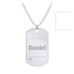 Men's Engravable Dog Tag Necklace With Accent