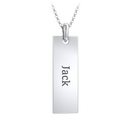 Men's Engravable Long Tag Necklace in 925 Sterling Silver