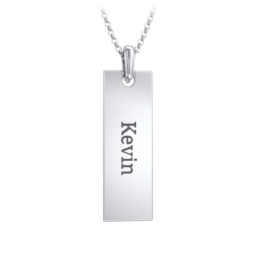 Men's Engravable Long Tag Necklace – Sterling Silver