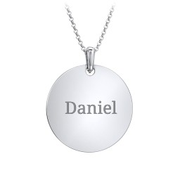 Men's Engravable Disc Necklace in 925 Sterling Silver