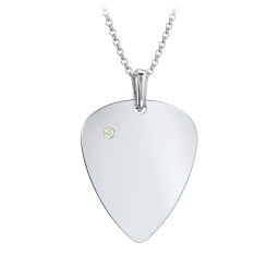 Men's Engravable Guitar Pick Fraternity Necklace with Gemstone