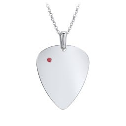Men's Engravable Guitar Pick Fraternity Necklace with Gemstone
