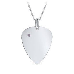 Men's Engravable Guitar Pick Fraternity Necklace with Gemstone