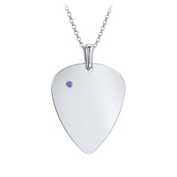 Men's Engravable Guitar Pick Necklace with Gemstone