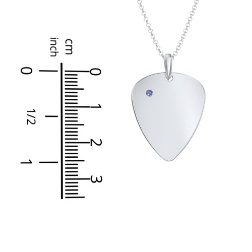 Men's Engravable Guitar Pick Necklace with Gemstone – Sterling Silver with Citrine