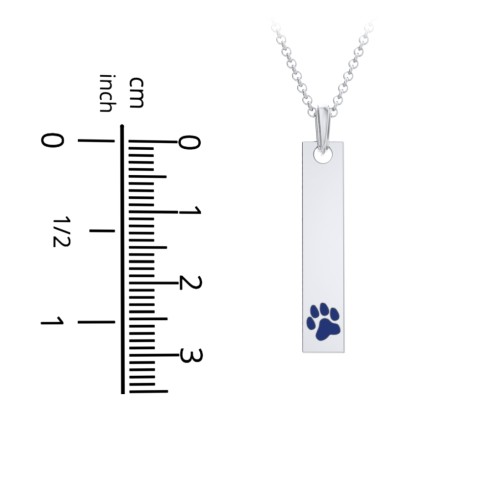 Men's Engravable Long Tag Necklace with Cold Enamel Paw - Black – Sterling Silver