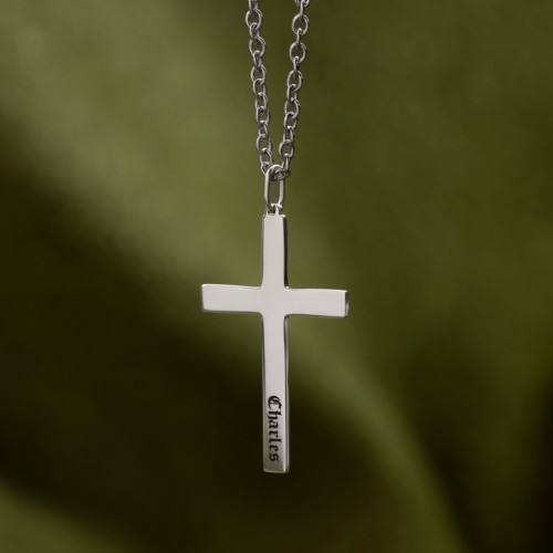 Men's Classic Engravable Cross Necklace – Sterling Silver