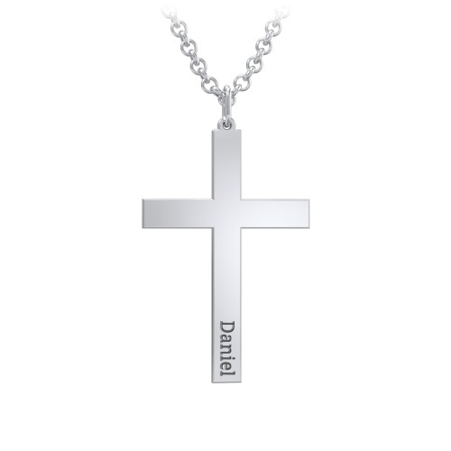 Men's Classic Engravable Cross Necklace – Sterling Silver