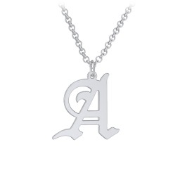 Men's Gothic Initial Pendant Necklace - A in 925 Sterling Silver