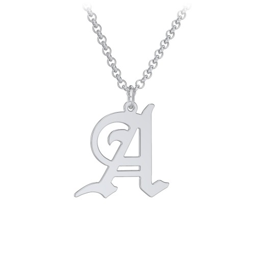 Men's Gothic Initial Pendant Necklace - A – Sterling Silver