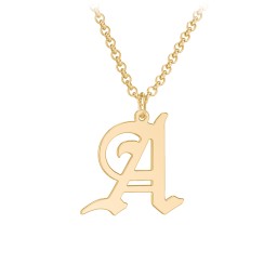 Men's Gothic Initial Pendant Necklace - A in 10K Solid Yellow Gold