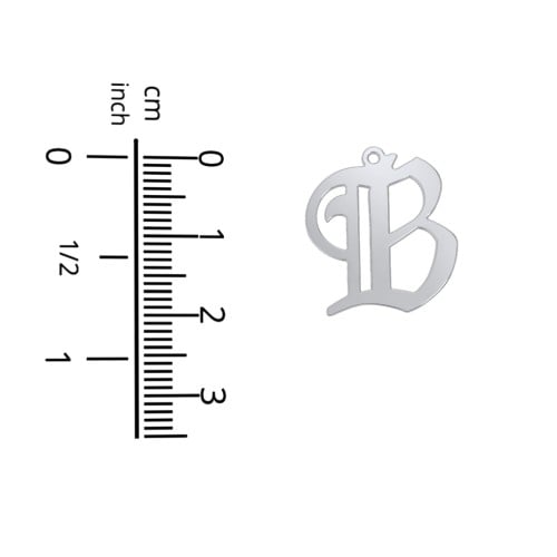 Men's Gothic Initial Pendant Necklace - B