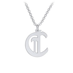 Men's Gothic Initial Pendant Necklace - C