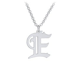 Men's Gothic Initial Pendant Necklace - E