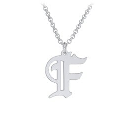 Men's Gothic Initial Pendant Necklace - F