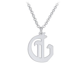 Men's Gothic Initial Pendant Necklace - G in 925 Sterling Silver