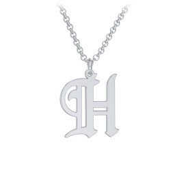 Men's Gothic Initial Pendant Necklace - H in 925 Sterling Silver