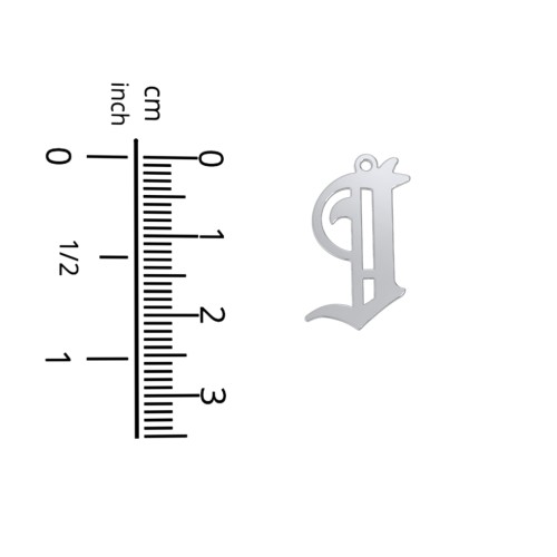 Men's Gothic Initial Pendant Necklace - J