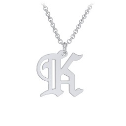 Men's Gothic Initial Pendant Necklace - K
